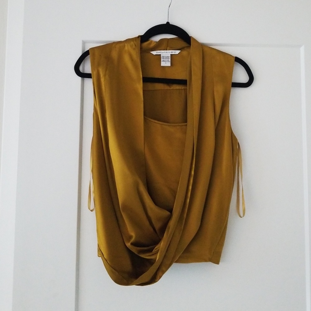 Diane von Furstenberg yellow gold draped wrap top